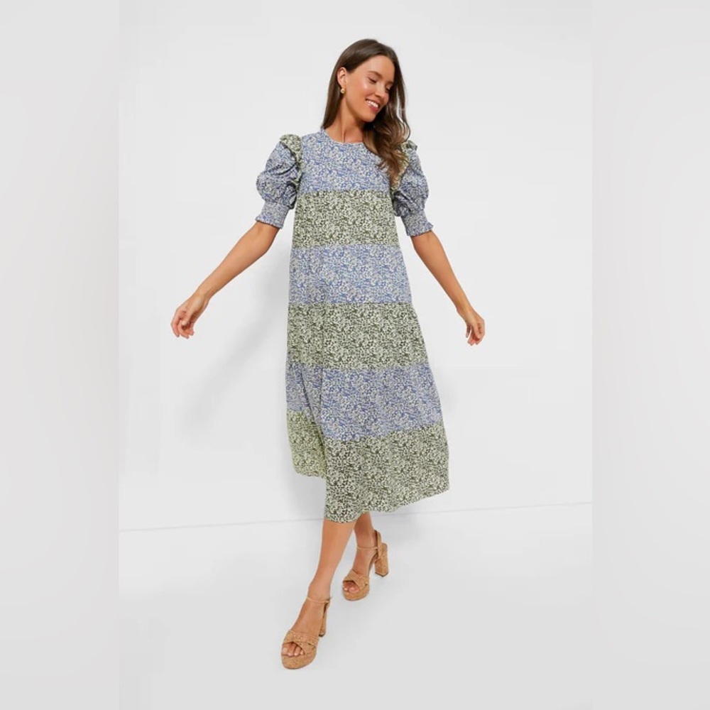 Floral Puff Sleeve Midi Dress